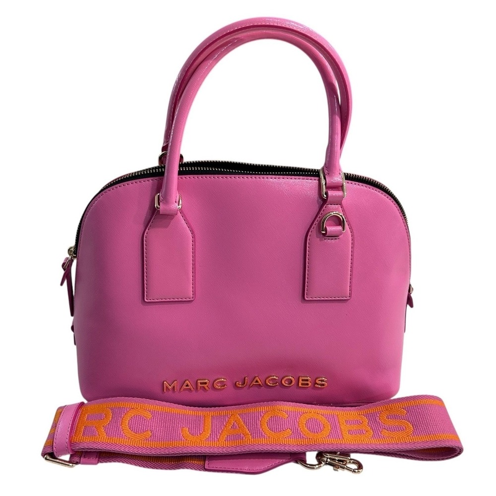 MARC JACOBS Pink Leather Satchel Crossbody Bag Logo Strap Top Handle NWOT